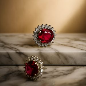 Royal Scarlet Ruby Halo Ring