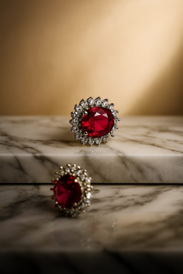 Royal Scarlet Ruby Halo Ring