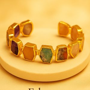 Fabryn Raw-Cut Gemstone Gold-Plated Bracelet
