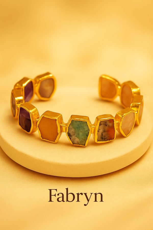 Fabryn Raw-Cut Gemstone Gold-Plated Bracelet